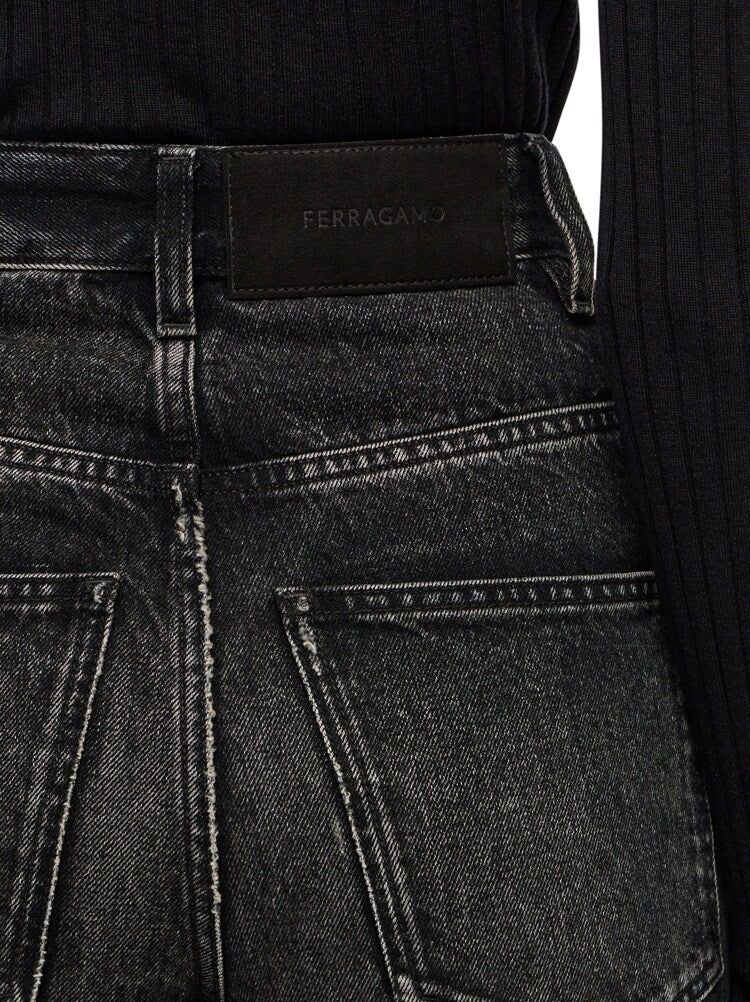FERRAGAMO WOMEN'S BLACK STRAIGHT LEG TROUSERS