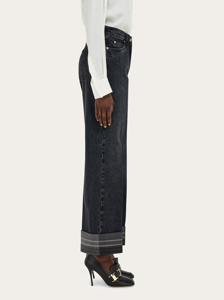 FERRAGAMO WOMEN'S BLACK STRAIGHT LEG TROUSERS