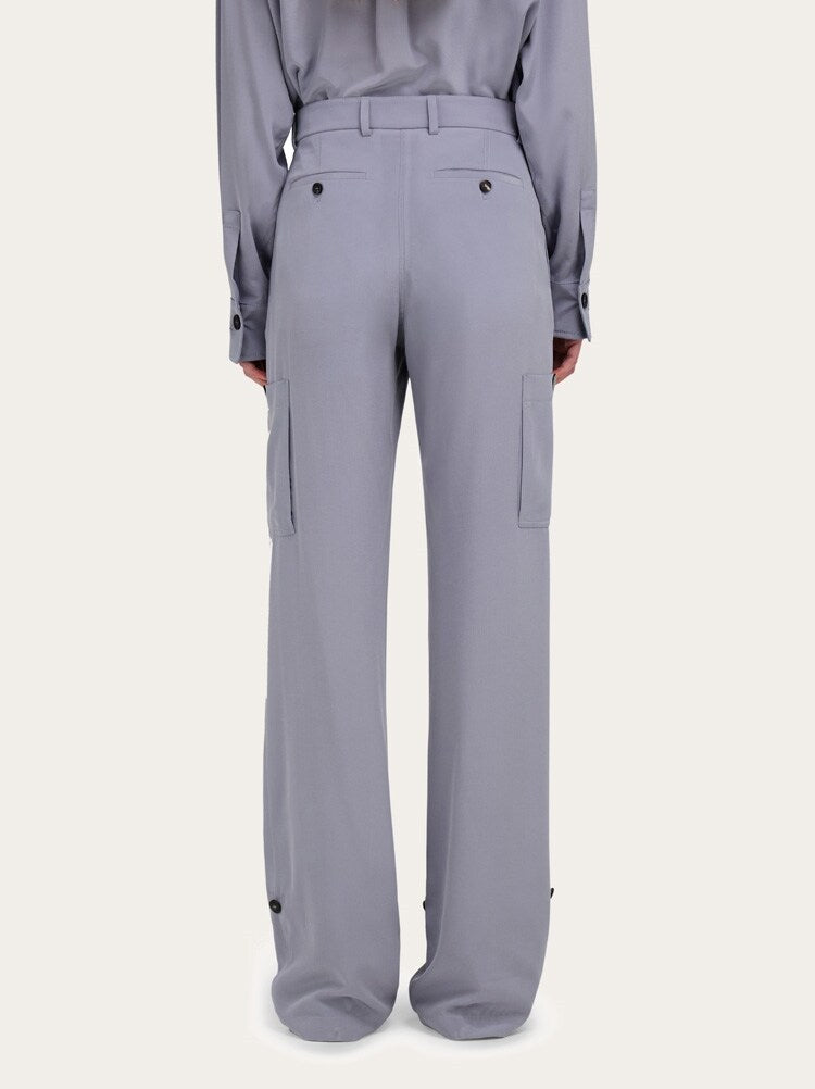 FERRAGAMO WOMEN'S LIGHT PURPLE SILK TROUSERS
