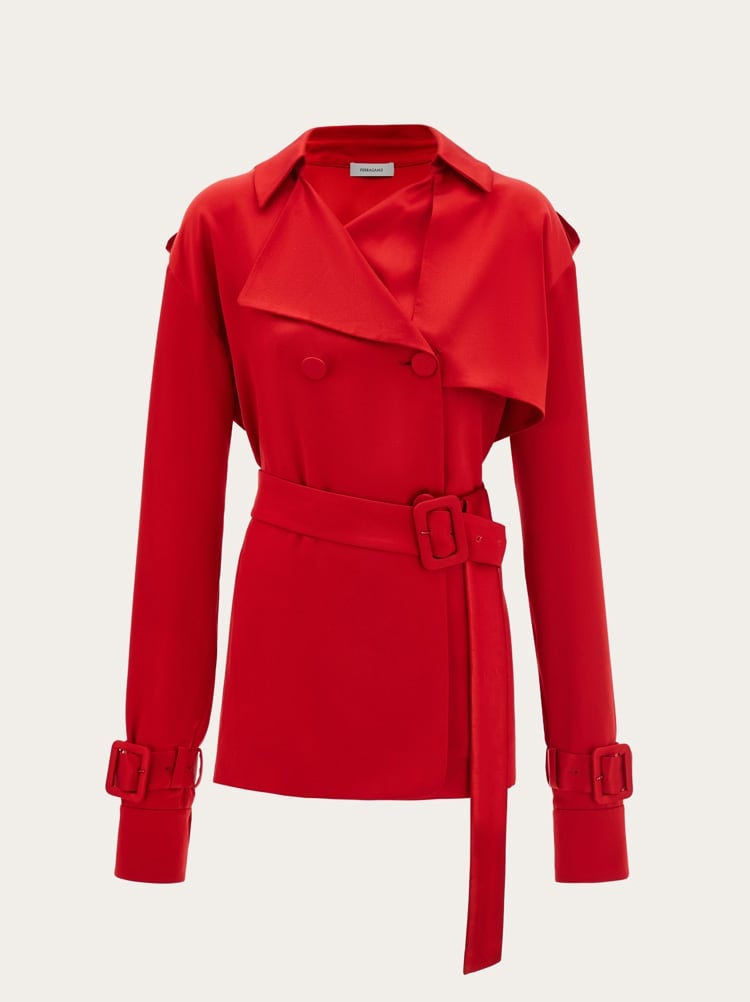 FERRAGAMO WOMEN'S BRIGHT RED BELTED JACKET