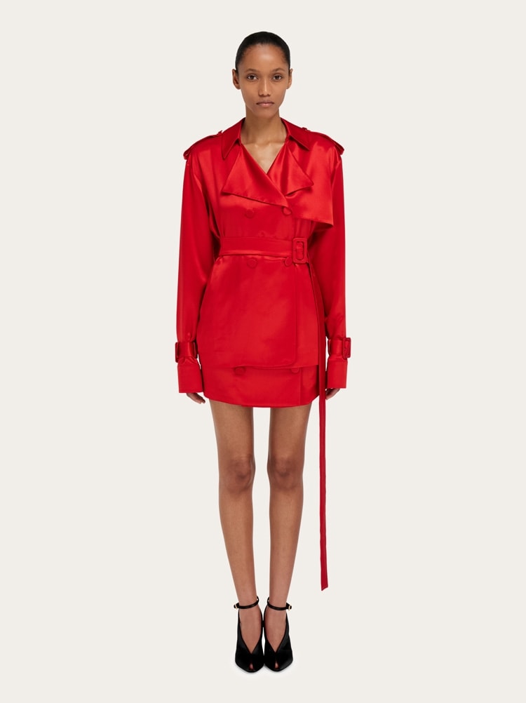 FERRAGAMO WOMEN'S BRIGHT RED BELTED JACKET