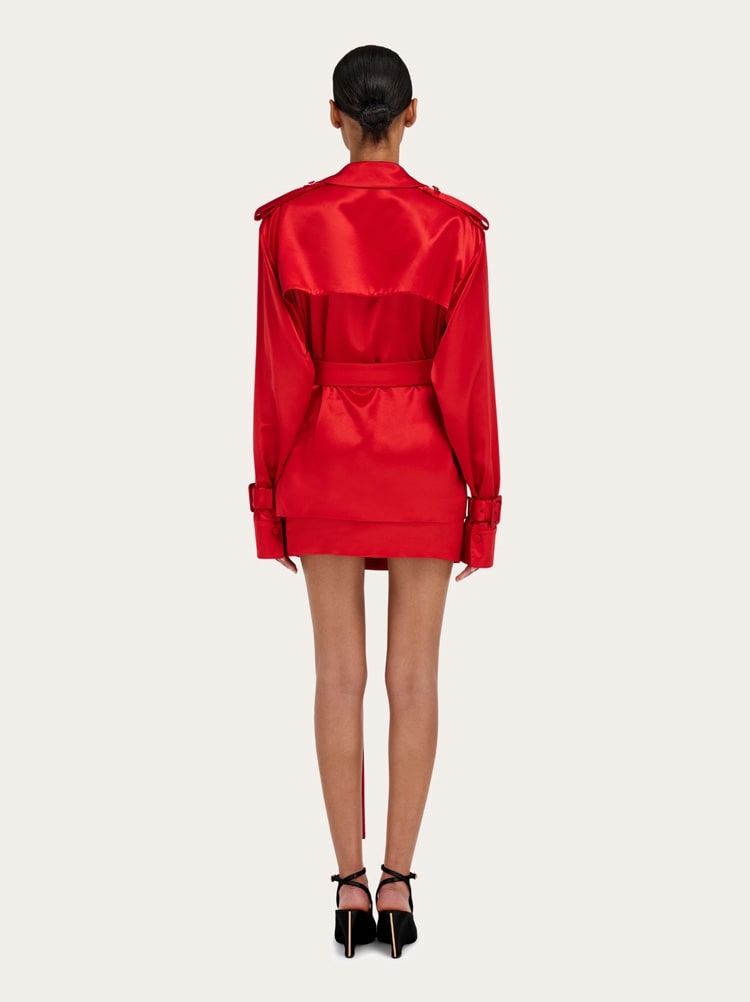FERRAGAMO WOMEN'S BRIGHT RED BELTED JACKET