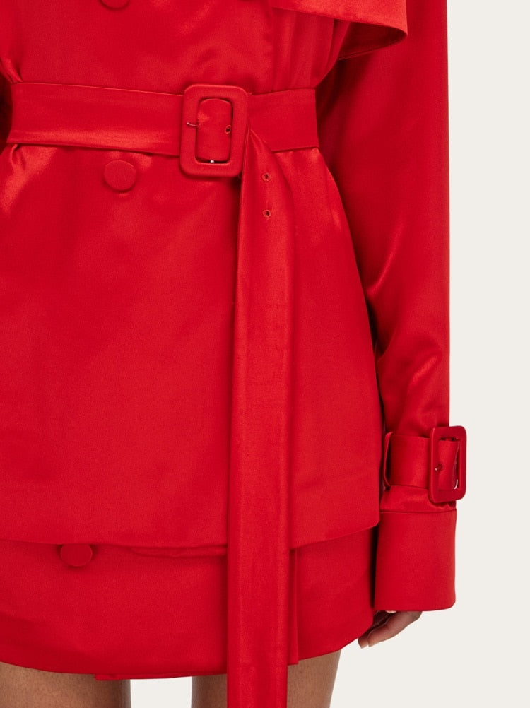 FERRAGAMO WOMEN'S BRIGHT RED BELTED JACKET