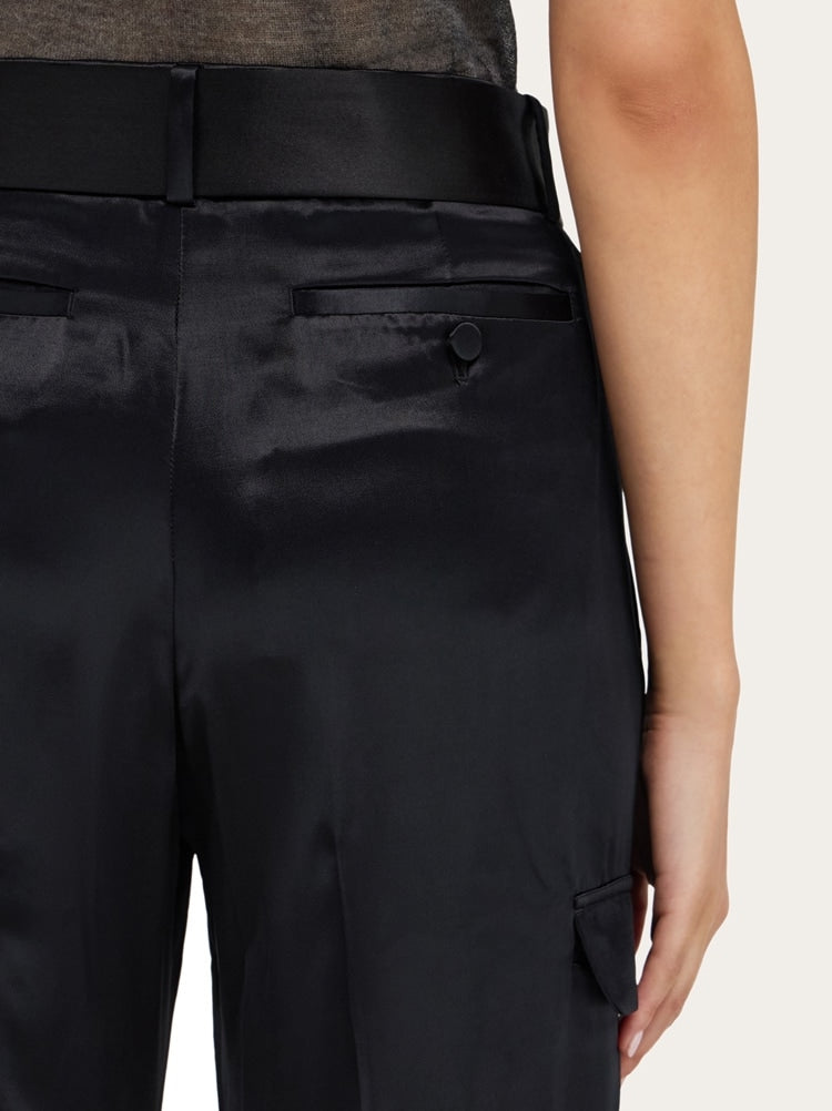 FERRAGAMO WOMEN'S BLACK BELTED STRAIGHT TROUSERS