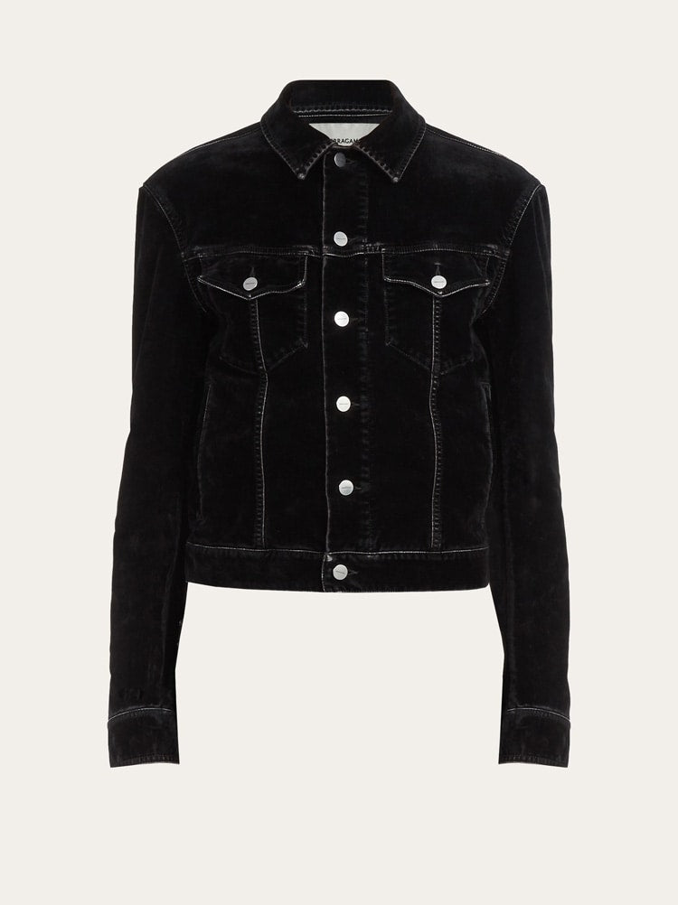 FERRAGAMO MEN'S BLACK COTTON BUTTON SHIRT
