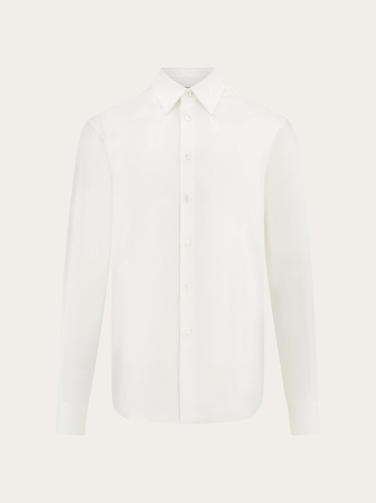 FERRAGAMO MEN'S WHITE COTTON BLEND SHIRT