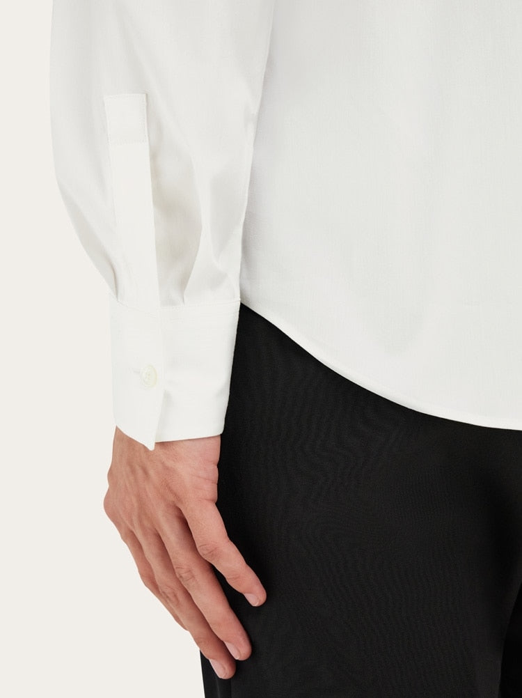 FERRAGAMO MEN'S WHITE COTTON BLEND SHIRT