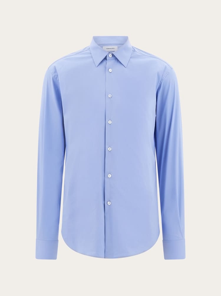 FERRAGAMO MEN'S LIGHT BLUE COTTON SHIRT
