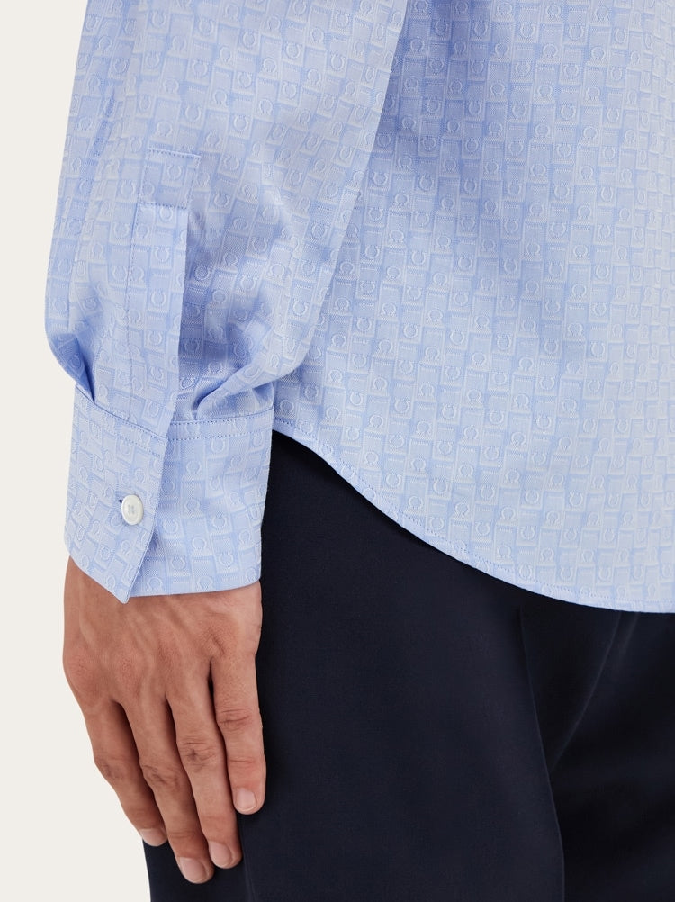FERRAGAMO MEN'S LIGHT BLUE COTTON SHIRT