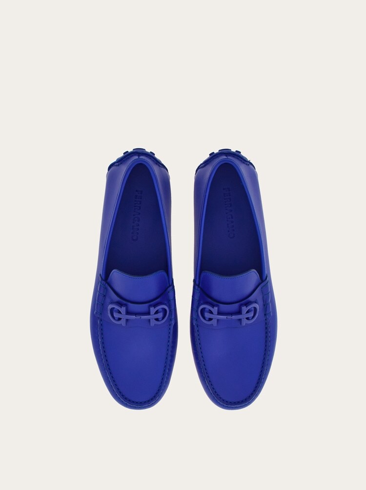 FERRAGAMO MEN'S BRIGHT BLUE CALF LEATHER LOAFERS