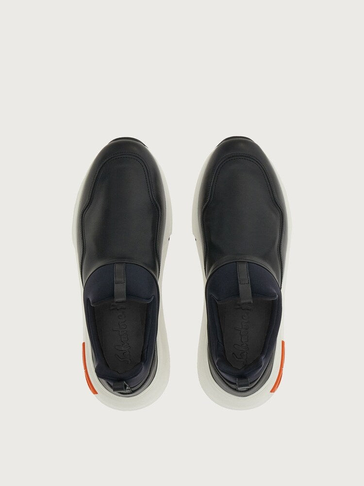 FERRAGAMO MEN'S BLACK CALF LEATHER SNEAKERS
