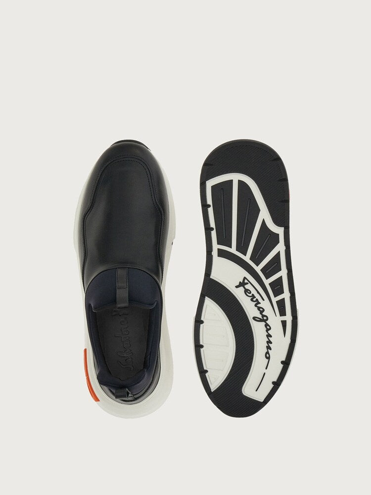 FERRAGAMO MEN'S BLACK CALF LEATHER SNEAKERS