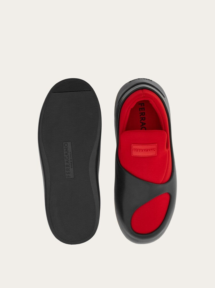 FERRAGAMO MEN'S RED BLACK RUBBER SNEAKERS
