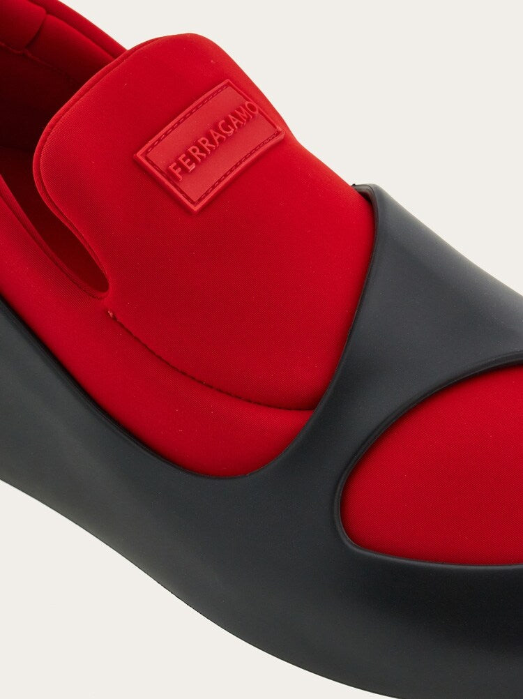FERRAGAMO MEN'S RED BLACK RUBBER SNEAKERS