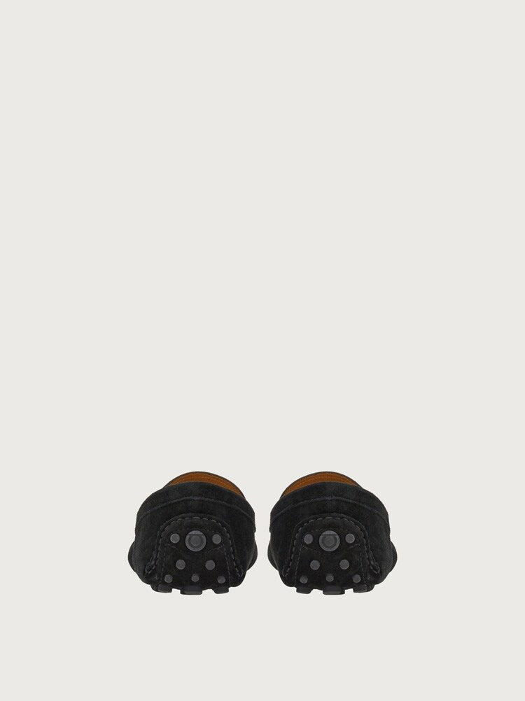 FERRAGAMO MEN'S BLACK SUEDE DRIVING SHOES