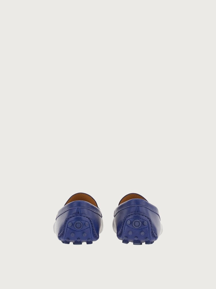 FERRAGAMO MEN'S BLUE CALF LEATHER LOAFERS