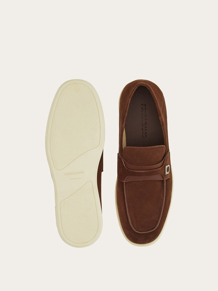 FERRAGAMO MEN'S BROWN SUEDE LOAFERS