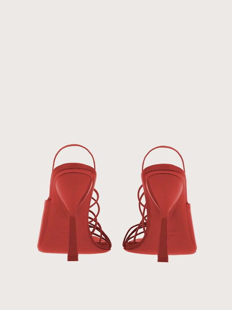 FERRAGAMO WOMEN'S RED STRAPPY HIGH HEEL SHOES