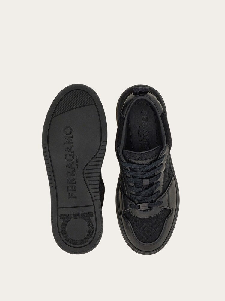 FERRAGAMO MEN'S BLACK CALF LEATHER SNEAKERS