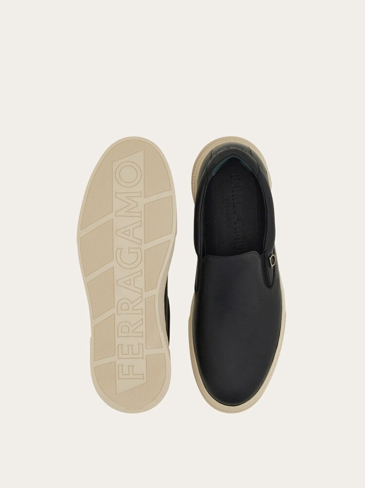FERRAGAMO MEN'S BLACK CALF LEATHER SNEAKERS