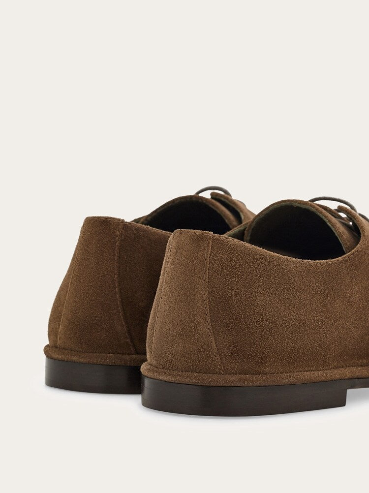 FERRAGAMO MEN'S BROWN SUEDE LACE UP SHOES