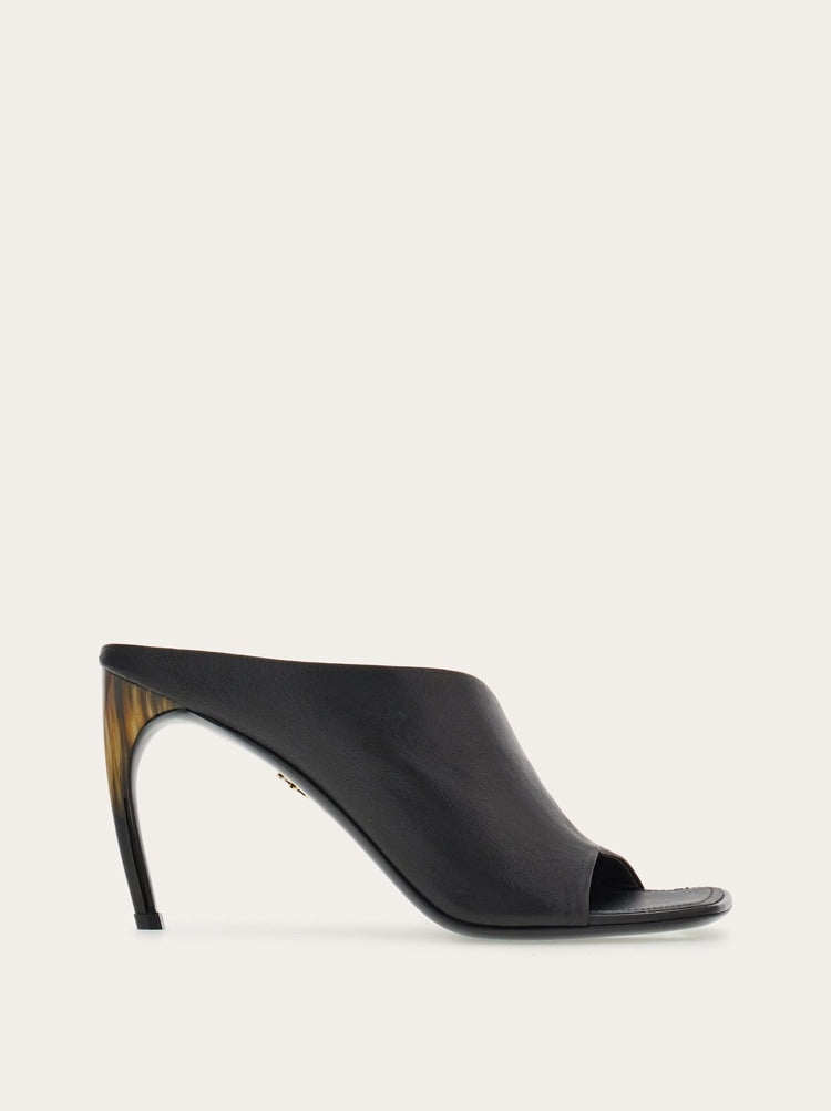 FERRAGAMO WOMEN'S BLACK LAMBSKIN MULE SHOES