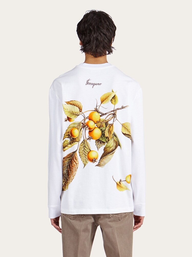 FERRAGAMO MEN'S WHITE COTTON RELAXED SWEATER