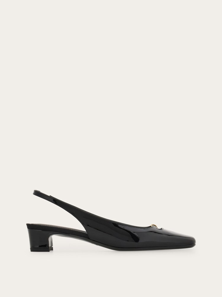 FERRAGAMO WOMEN'S BLACK PATENT LEATHER SLINGBACK SHOES