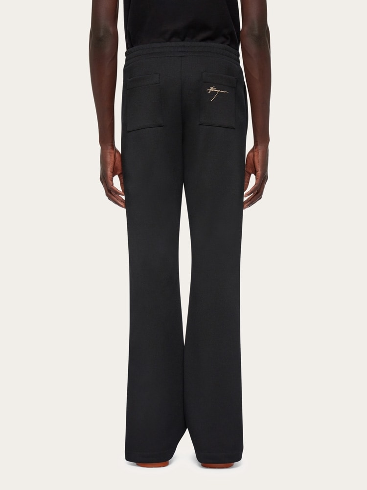 FERRAGAMO MEN'S BLACK SIDE STRIPE TROUSERS