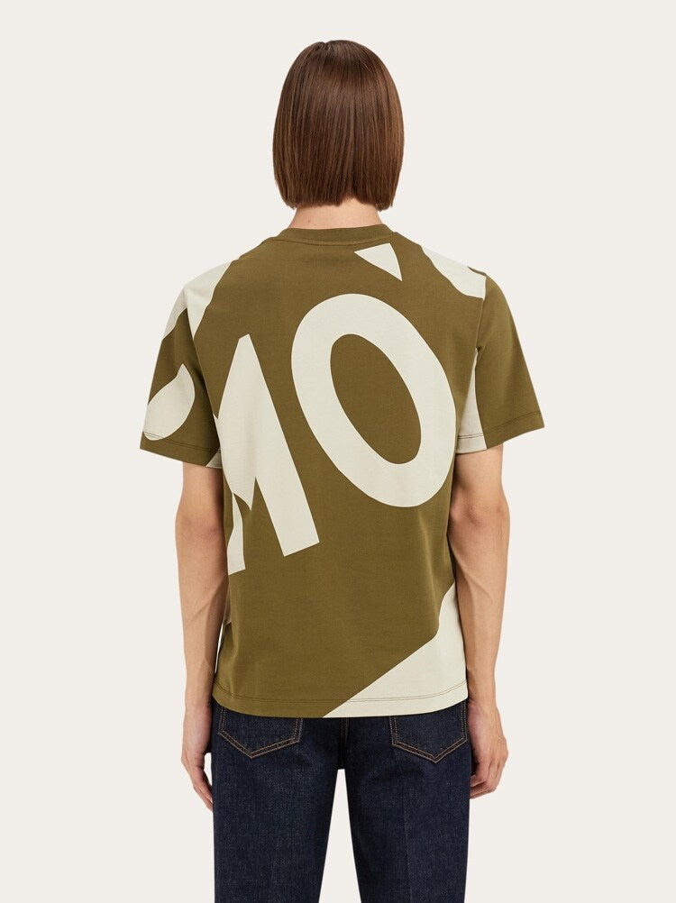 FERRAGAMO MEN'S GREEN COTTON GRAPHIC SWEATER