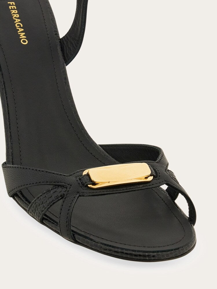 FERRAGAMO WOMEN'S BLACK LAMBSKIN STRAPPY SHOE