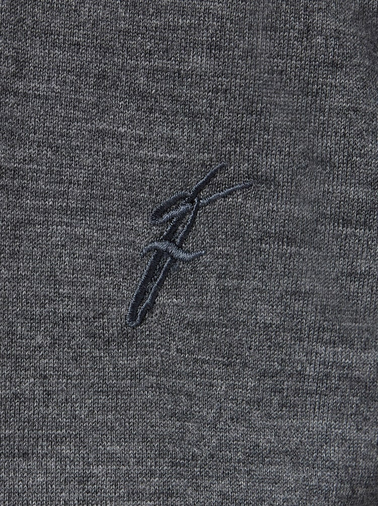 FERRAGAMO MEN'S CHARCOAL WOOL V NECK SWEATER