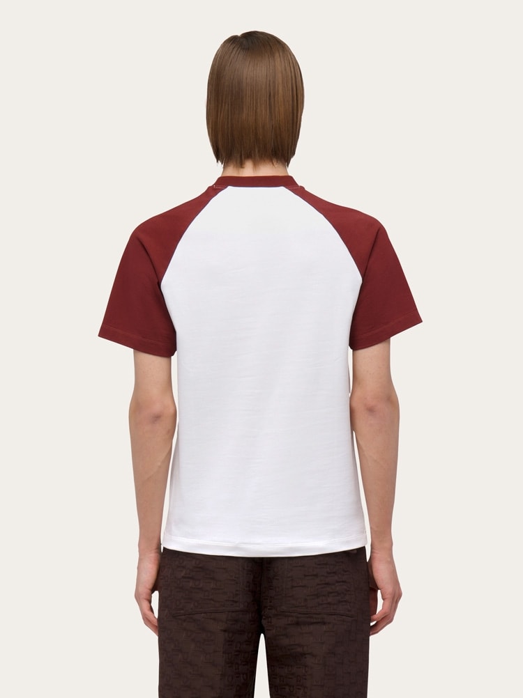 FERRAGAMO MEN'S WHITE CONTRAST RAGLAN SWEATER