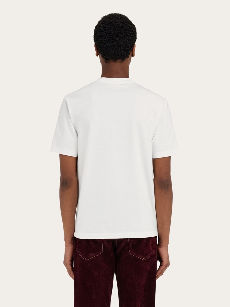 FERRAGAMO MEN'S WHITE COTTON LOGO SWEATER