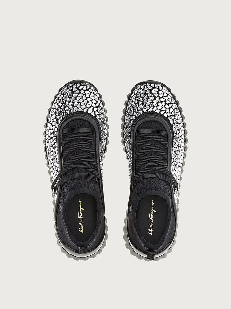 FERRAGAMO WOMEN'S BLACK FABRIC EMBELLISHED SNEAKERS