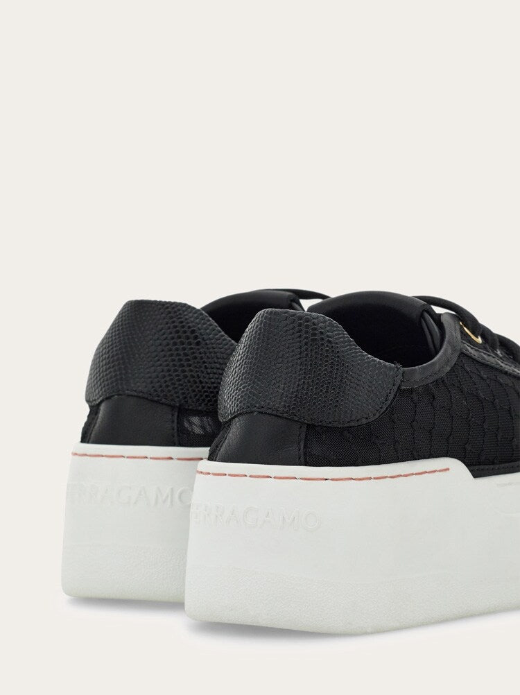 FERRAGAMO WOMEN'S BLACK FABRIC PLATFORM SHOES