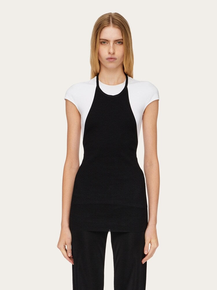 FERRAGAMO WOMEN'S BLACK RIBBED KNIT SWEATER