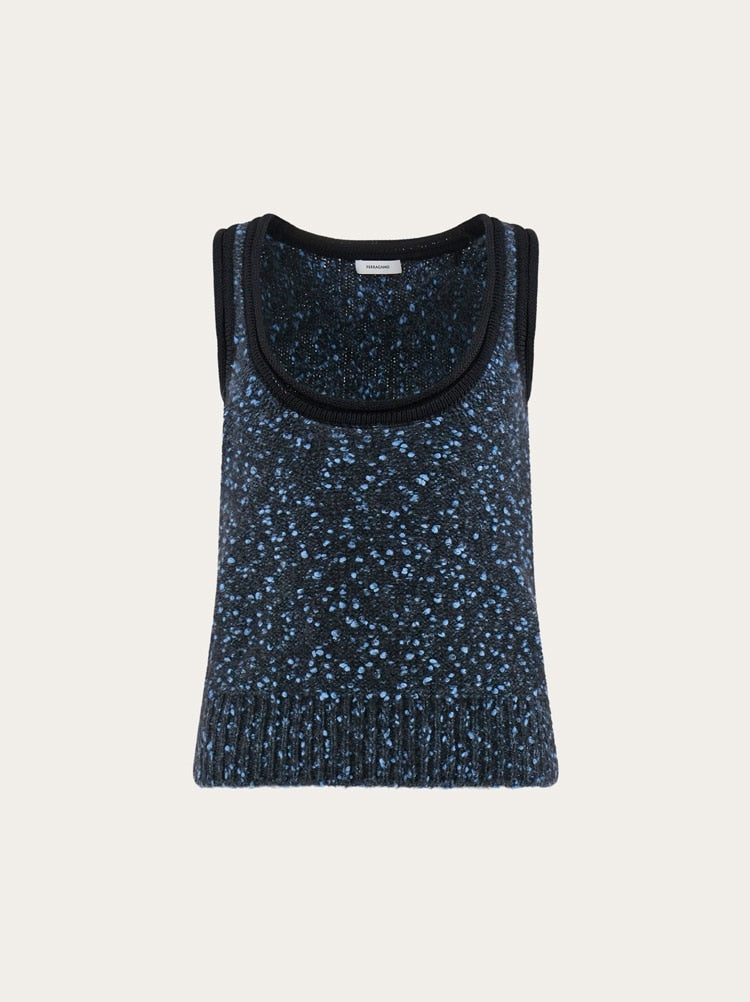 FERRAGAMO WOMEN'S BLACK BLUE SPECKLED SWEATER
