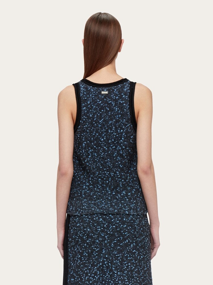 FERRAGAMO WOMEN'S BLACK BLUE SPECKLED SWEATER