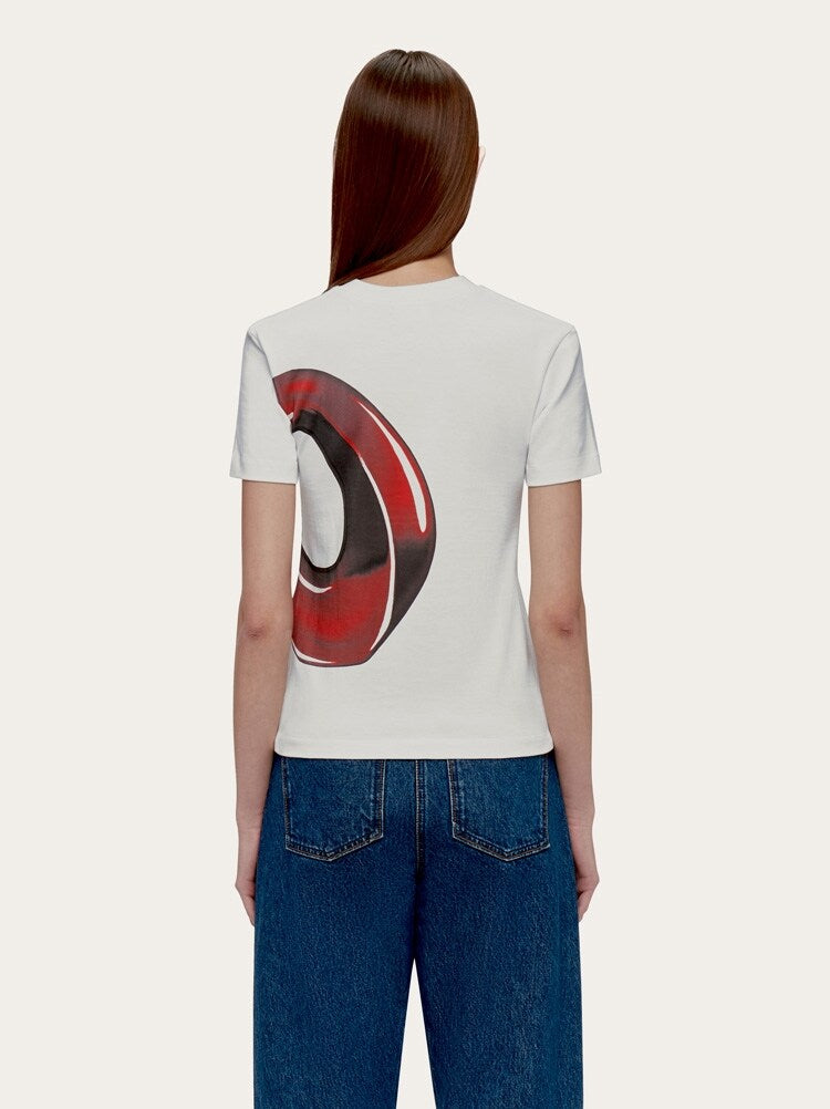 FERRAGAMO WOMEN'S WHITE COTTON GRAPHIC SWEATER