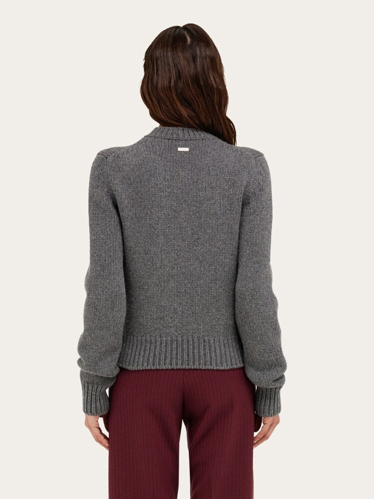 FERRAGAMO WOMEN'S DARK GREY WOOL SWEATER