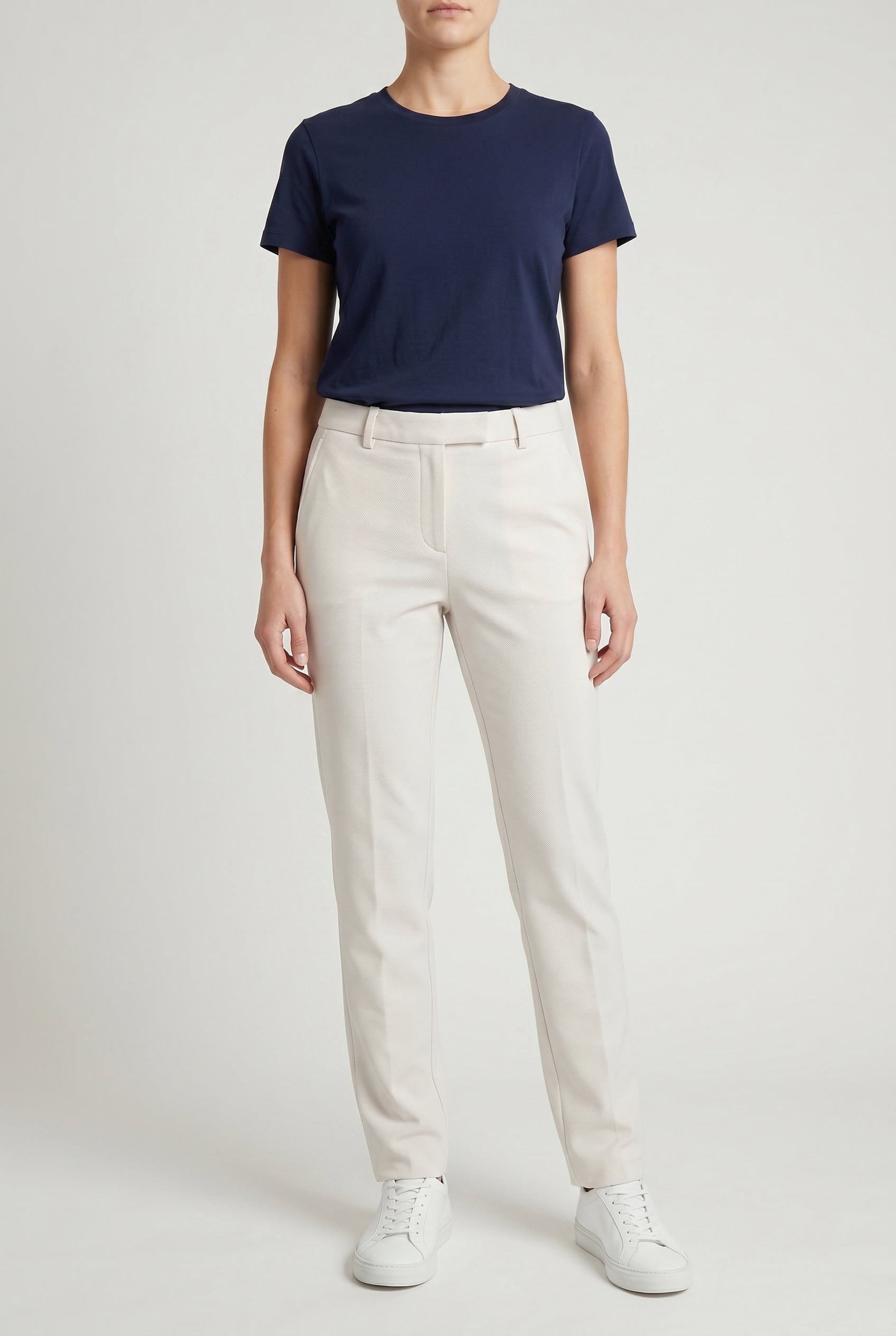 BRUNELLO CUCINELLI WOMEN'S OFF WHITE TAILORED COTTON TROUSERS