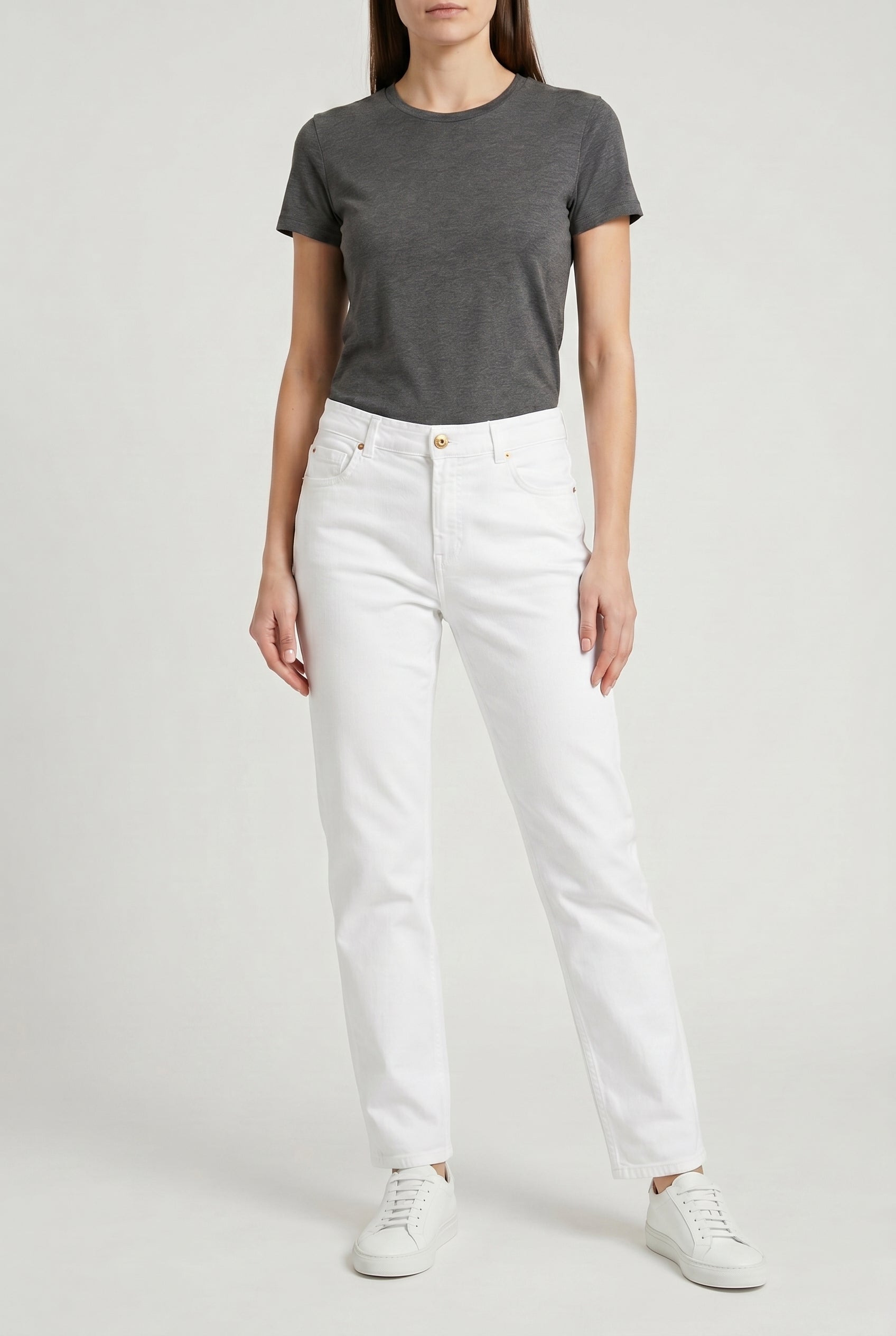 BRUNELLO CUCINELLI WOMEN'S WHITE STRAIGHT LEG TROUSERS