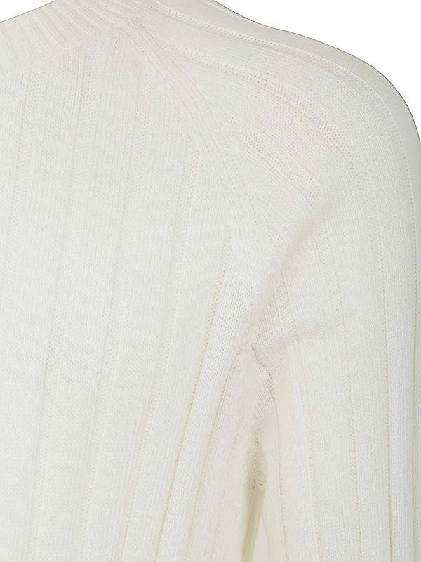 BRUNELLO CUCINELLI MEN'S IVORY RIBBED COTTON SWEATER