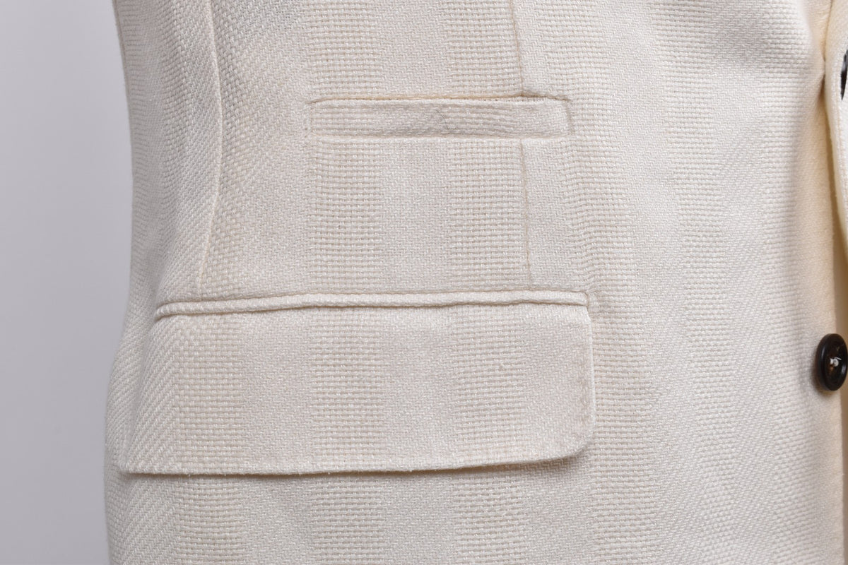 BRUNELLO CUCINELLI MEN'S OFF WHITE LINEN SILK BLAZER