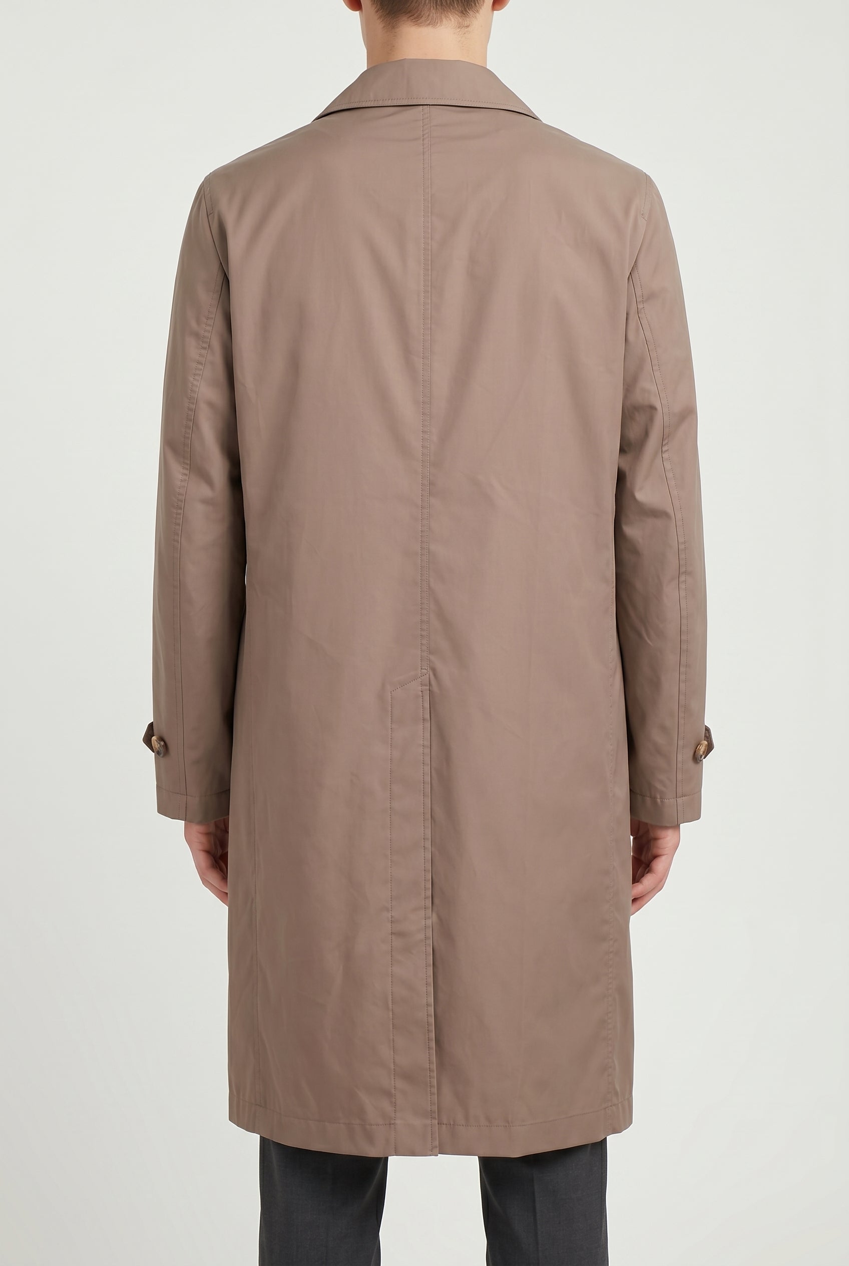 BRUNELLO CUCINELLI MEN'S TAUPE TAILORED TRENCH COAT
