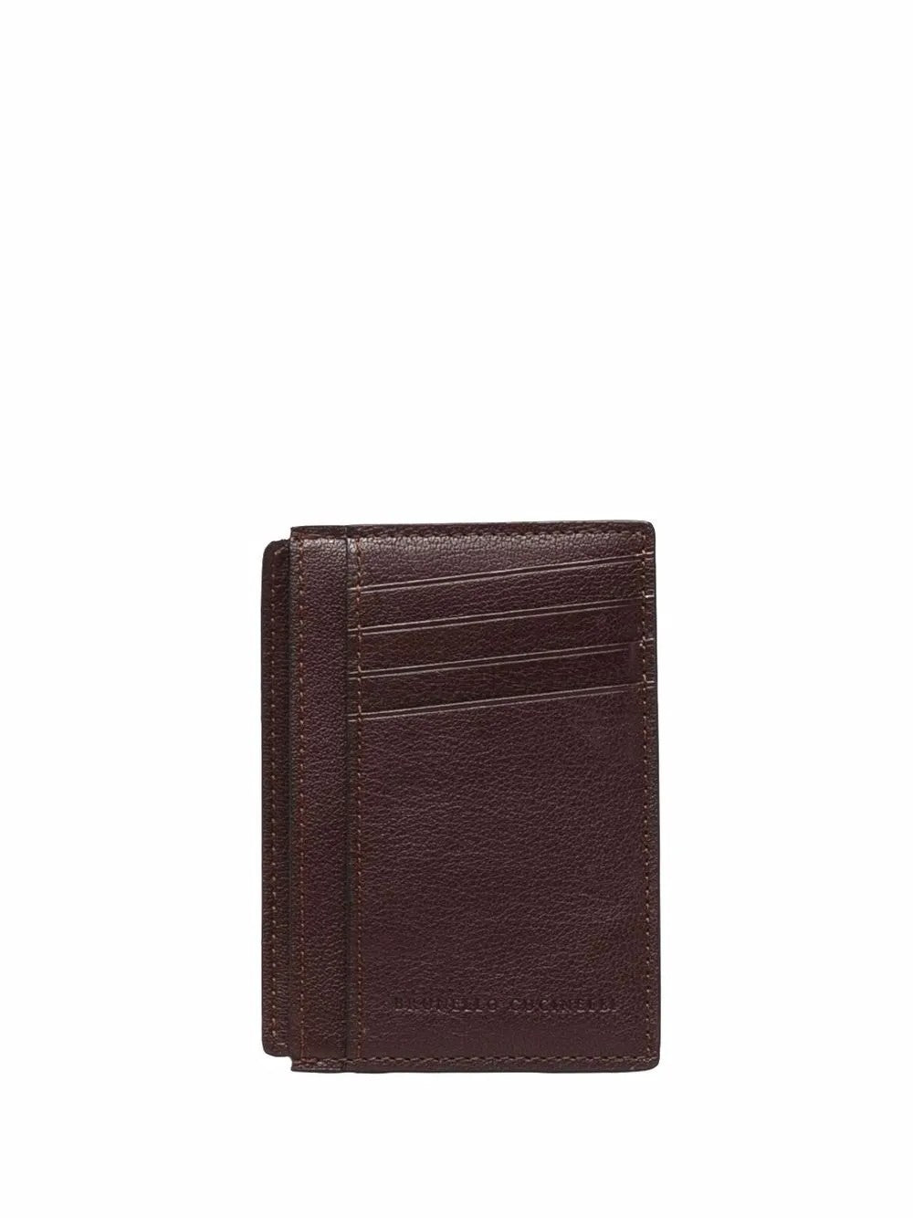 BRUNELLO CUCINELLI MEN'S DARK BROWN LEATHER WALLET