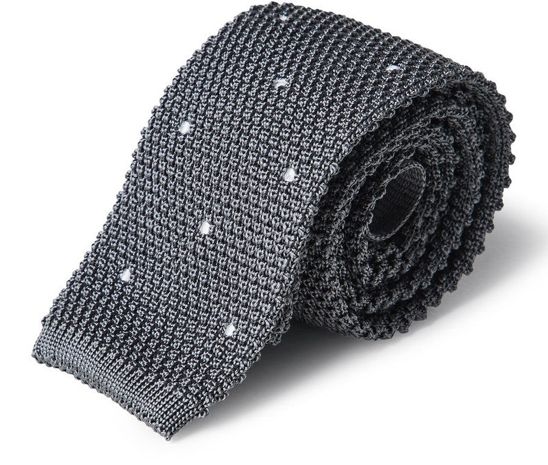 BRUNELLO CUCINELLI MEN'S GREY SILK KNIT TIE