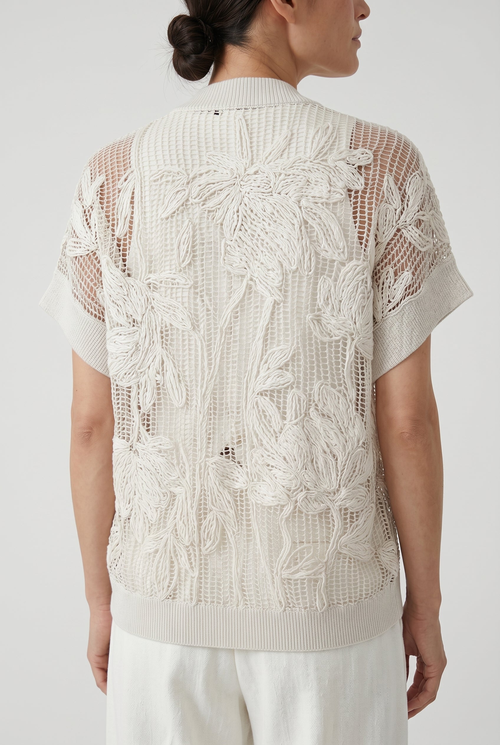BRUNELLO CUCINELLI WOMEN'S OFF WHITE OPENWORK SWEATER