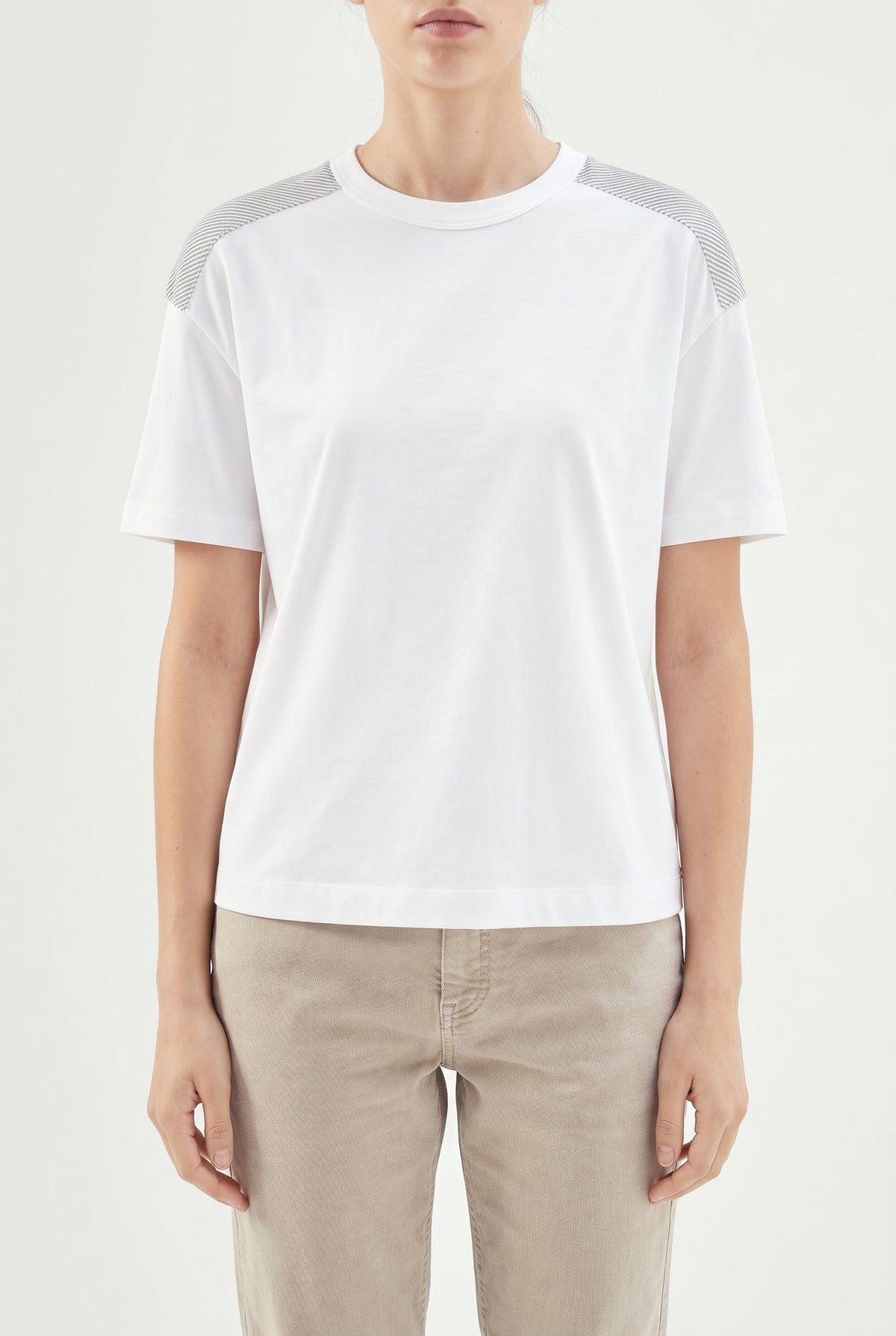 BRUNELLO CUCINELLI WOMEN'S WHITE SHORT SLEEVE SHIRT